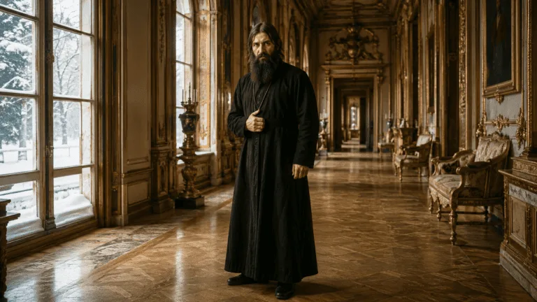 Rasputín en un palacio ruso durante el invierno