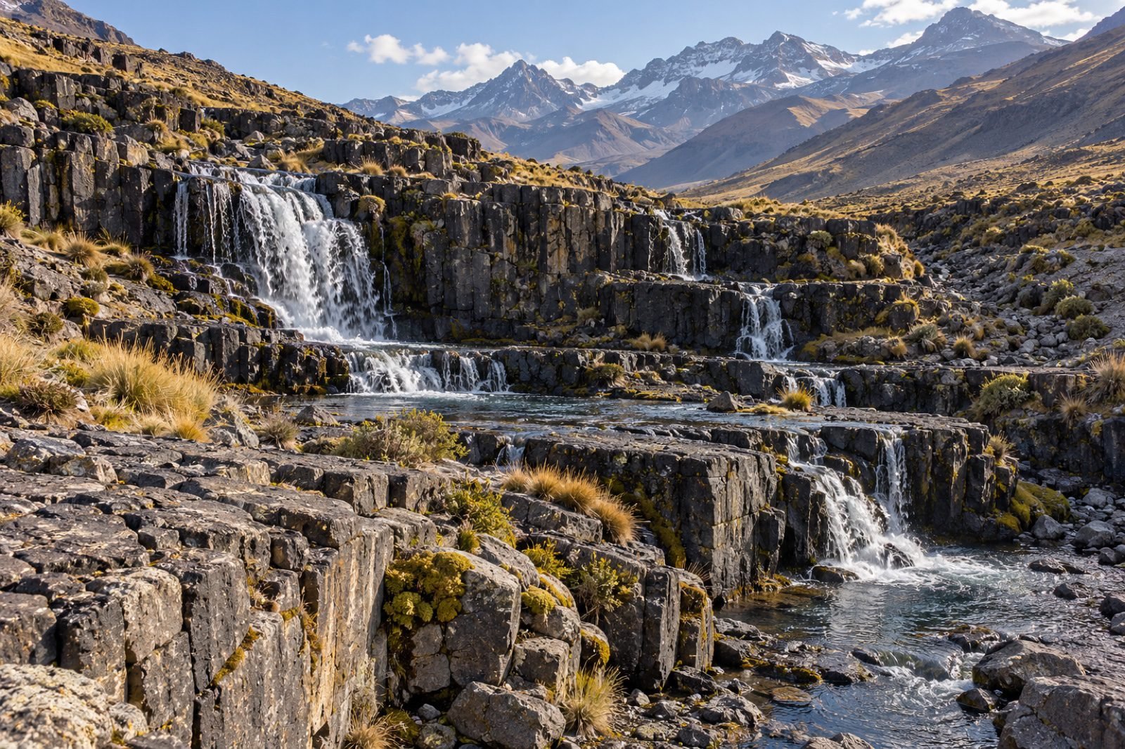 Estratos y paredes volcánicas del valle de los Cóndores, Región del Maule