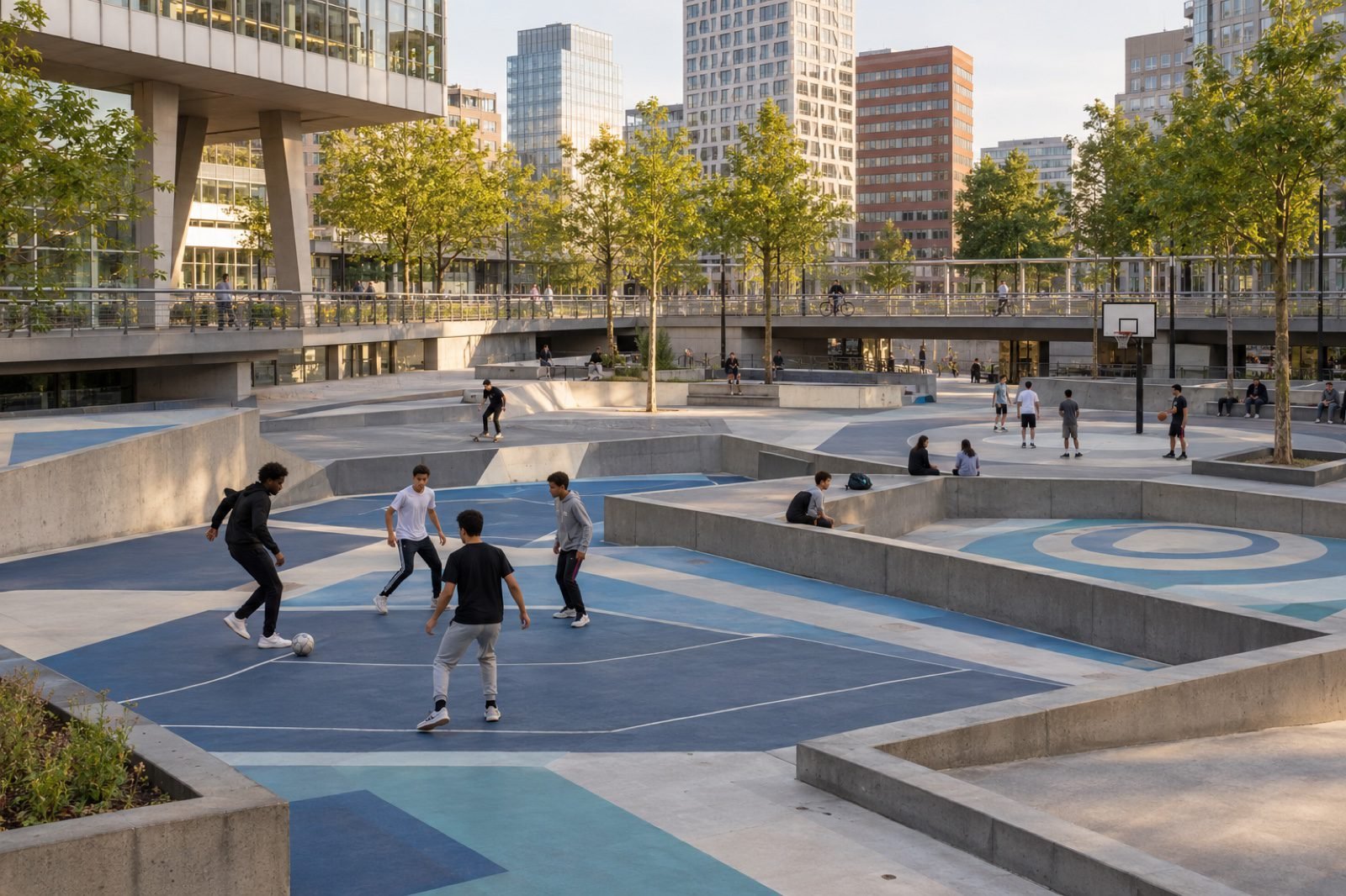 La ciudad diseñada para sobrevivir a una inundación 10 Vista de Benthemplein en Rotterdam con sus cuencas urbanas integradas en la plaza