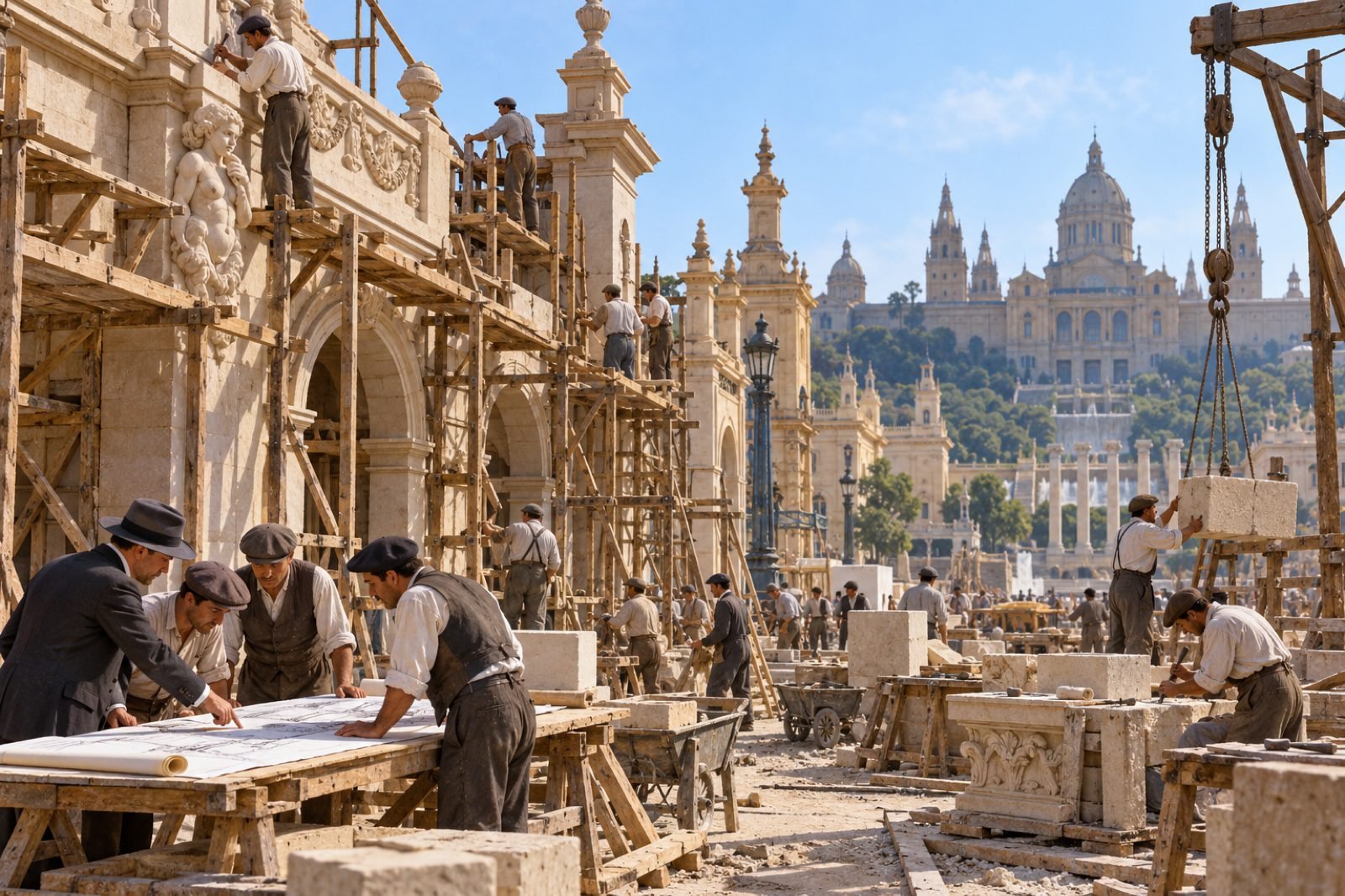 El pueblo de Barcelona que se construyó para una exposición… y nunca se desmontó 10 Obras del recinto del Poble Espanyol en Montjuïc antes de la Exposición Internacional de 1929