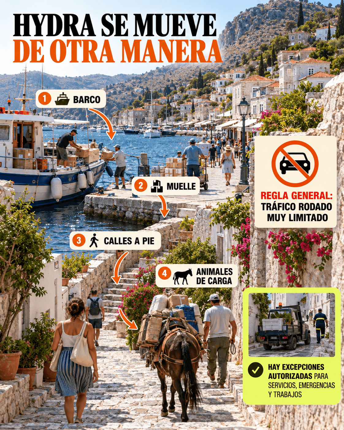 Desplazamiento cotidiano de personas y mercancías en Hydra